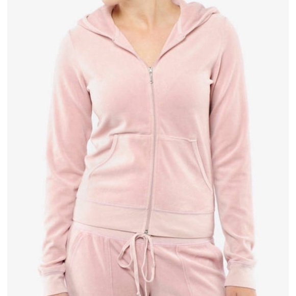 Juicy Couture Tops - Light pink Juicy Couture Velour Zip-up Hoodie.